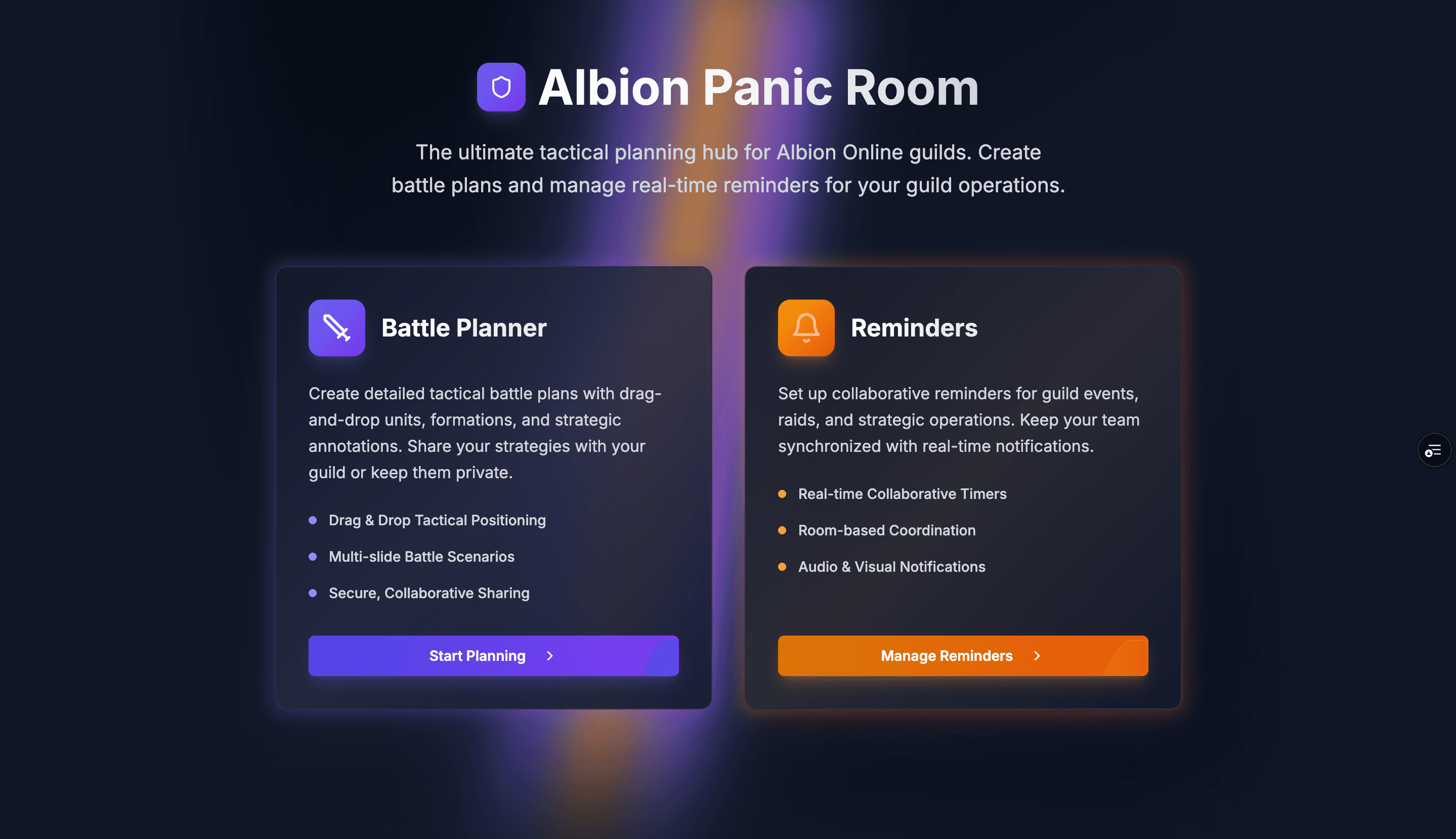 Albion Panic Room — Real-Time Battle Planning & Tactical Reminders